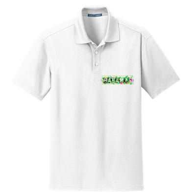 Bahamas Framed Floral Design Dry Zone Grid Polo