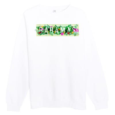 Bahamas Framed Floral Design Premium Crewneck Sweatshirt