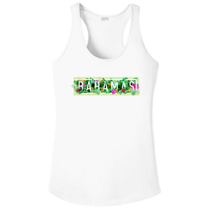 Bahamas Framed Floral Design Ladies PosiCharge Competitor Racerback Tank