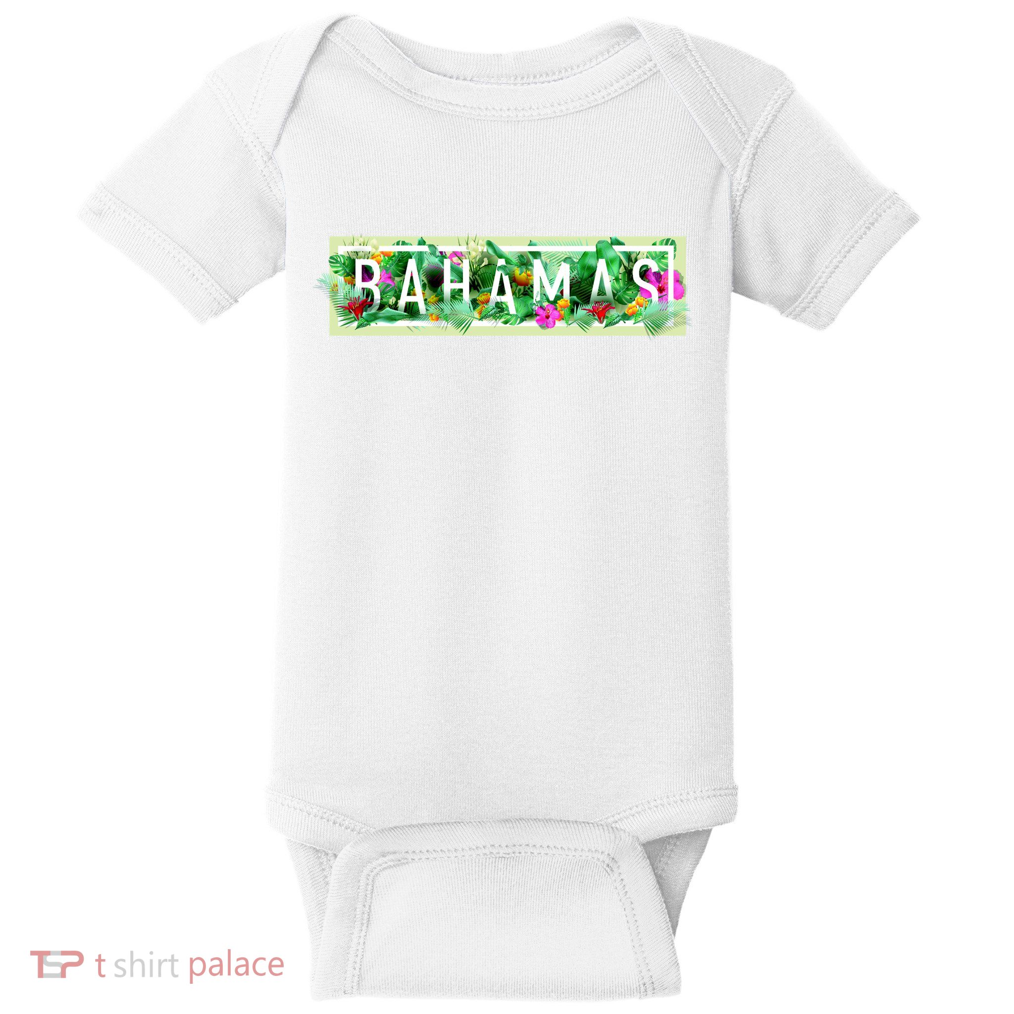 Bahamas Framed Floral Design Baby Bodysuit