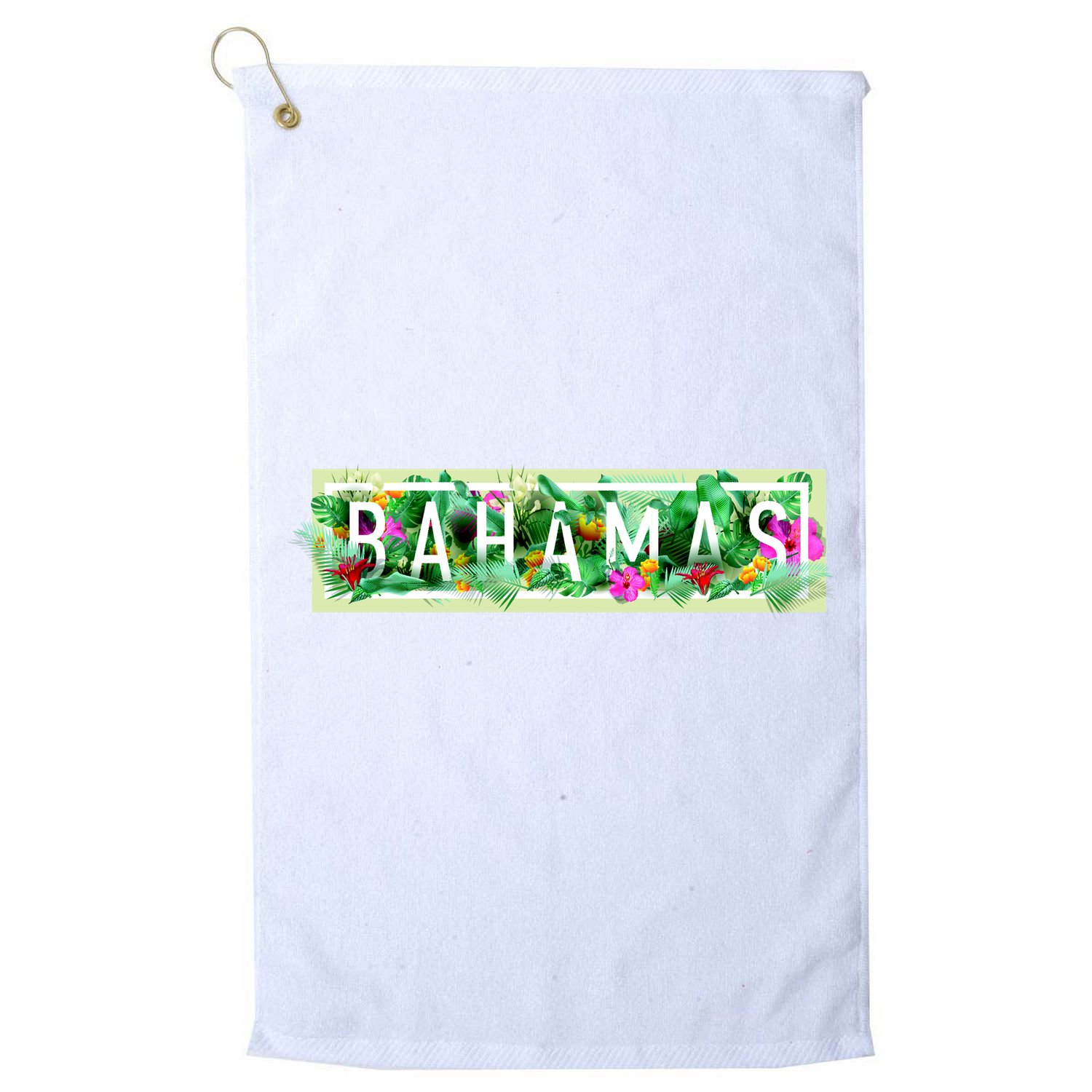 Bahamas Framed Floral Design Golf Towel