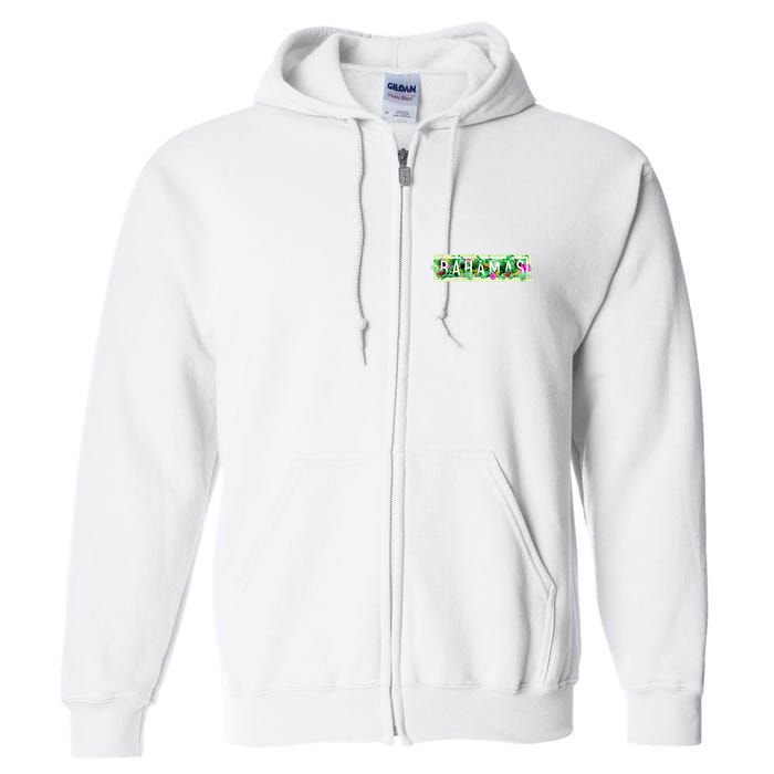 Bahamas Framed Floral Design Full Zip Hoodie