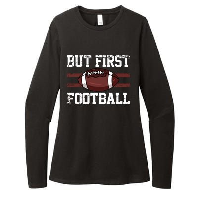 But First Football | Football Player Vintage Gift Womens CVC Long Sleeve Shirt