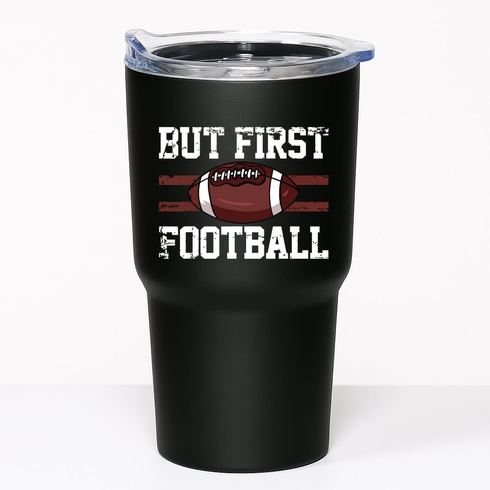 But First Football | Football Player Vintage Gift Tumbler