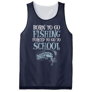 Born Fishing Forced To School Funny Bass Fish Fisherman ,Short Sleeve Mesh Reversible Basketball Jersey Tank