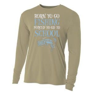 Born Fishing Forced To School Funny Bass Fish Fisherman ,Short Sleeve Cooling Performance Long Sleeve Crew