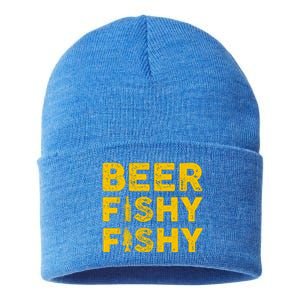 Beer Fishy Fishy Fishing Lover Funny Sustainable Knit Beanie