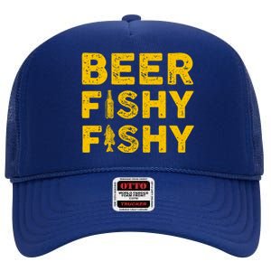 Beer Fishy Fishy Fishing Lover Funny High Crown Mesh Back Trucker Hat