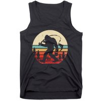 Bigfoot Fishing Funny Retro Sasquatch Dad Tank Top