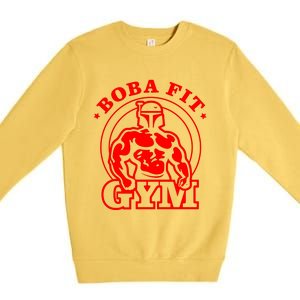 Boba Fit Fat Bodybuilding Gym Premium Crewneck Sweatshirt