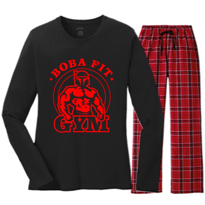 Boba Fit Fat Bodybuilding Gym Women's Long Sleeve Flannel Pajama Set 