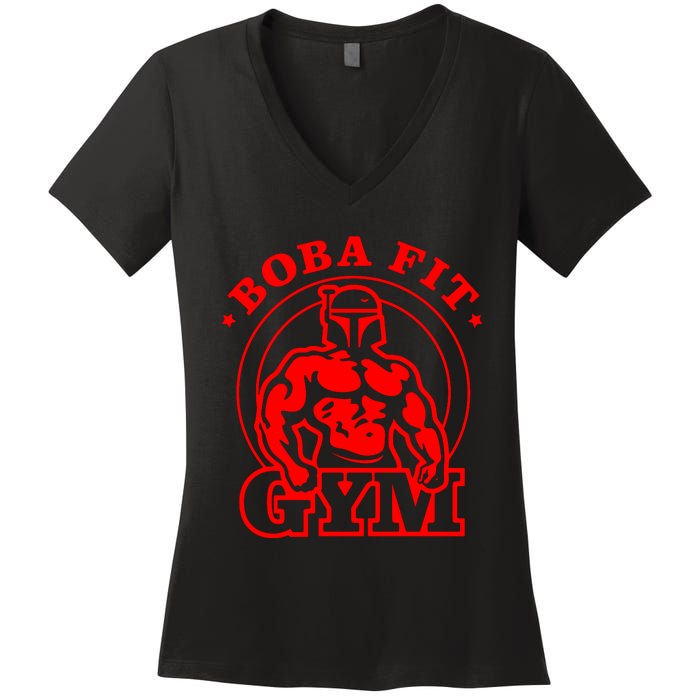 Boba Fit Fat Bodybuilding Gym Women's V-Neck T-Shirt