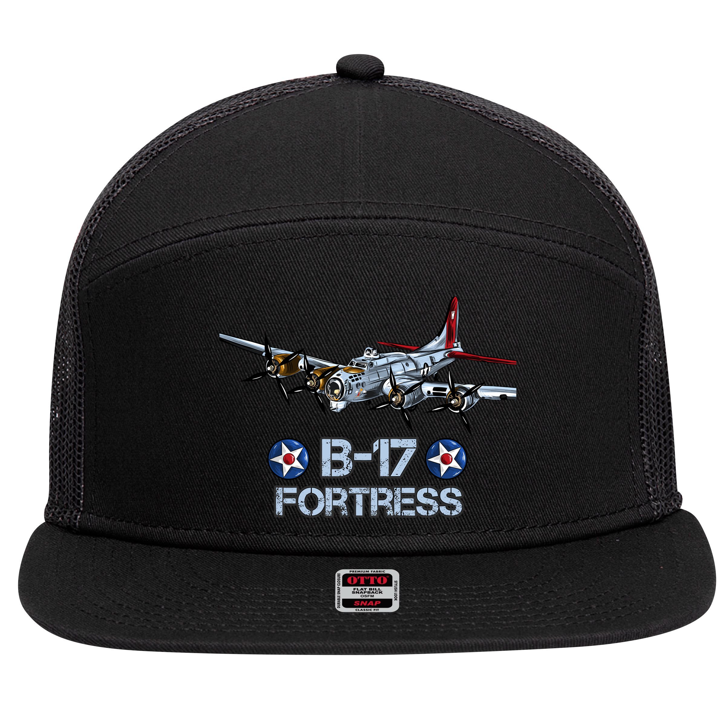 B17 Flying Fortress Bomber 7 Panel Mesh Trucker Snapback Hat