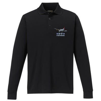 B17 Flying Fortress Bomber Performance Long Sleeve Polo