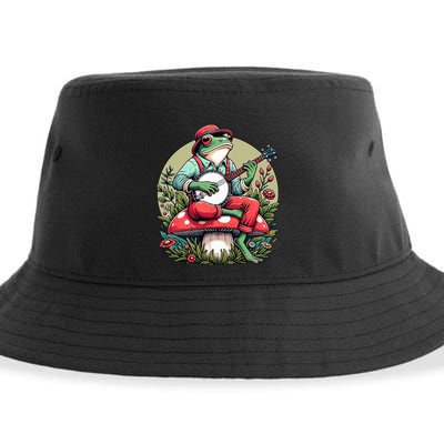 Banjo Froggy Fungi Serenade Cool Funny Frog Mystical Forest Sustainable Bucket Hat
