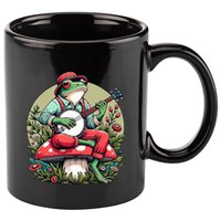Banjo Froggy Fungi Serenade Cool Funny Frog Mystical Forest 11oz C Handle Ceramic Mug