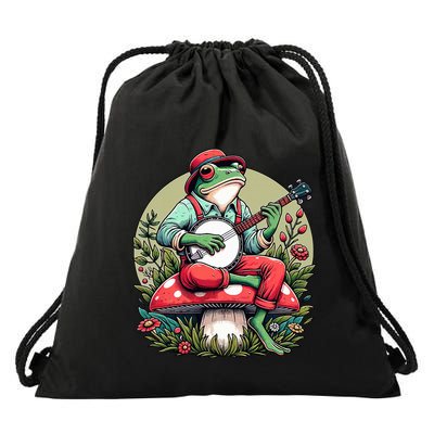 Banjo Froggy Fungi Serenade Cool Funny Frog Mystical Forest Drawstring Bag