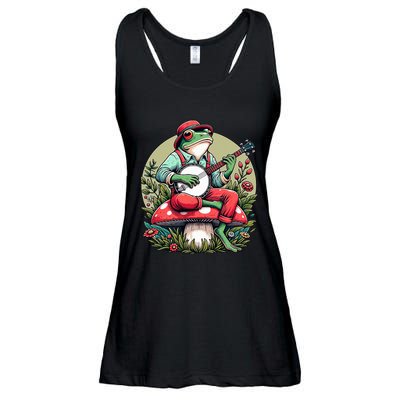 Banjo Froggy Fungi Serenade Cool Funny Frog Mystical Forest Ladies Essential Flowy Tank