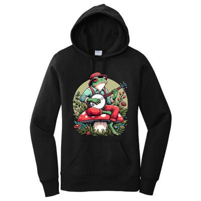 Banjo Froggy Fungi Serenade Cool Funny Frog Mystical Forest Women's Pullover Hoodie