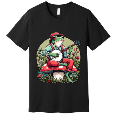 Banjo Froggy Fungi Serenade Cool Funny Frog Mystical Forest Premium T-Shirt