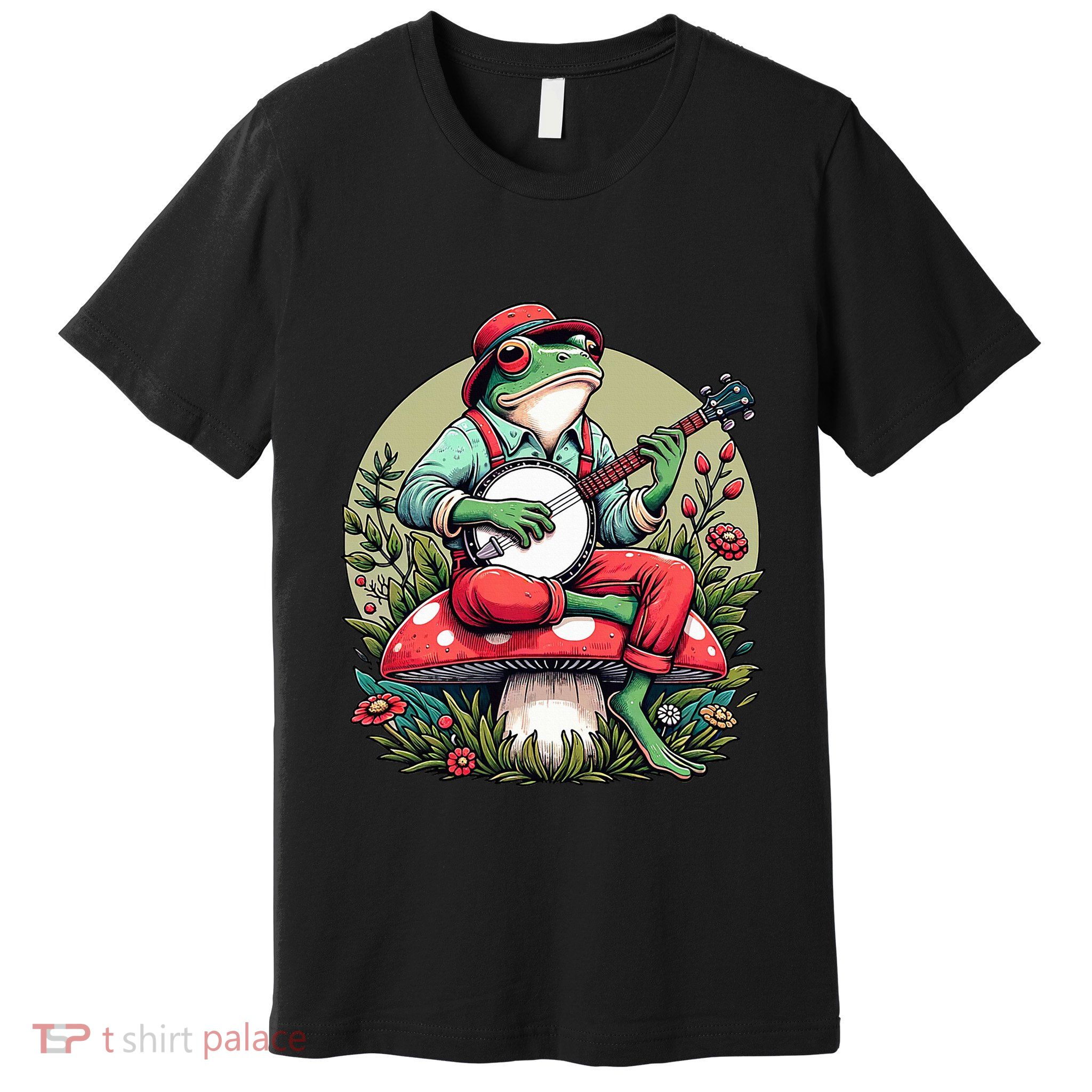 Banjo Froggy Fungi Serenade Cool Funny Frog Mystical Forest Premium T-Shirt