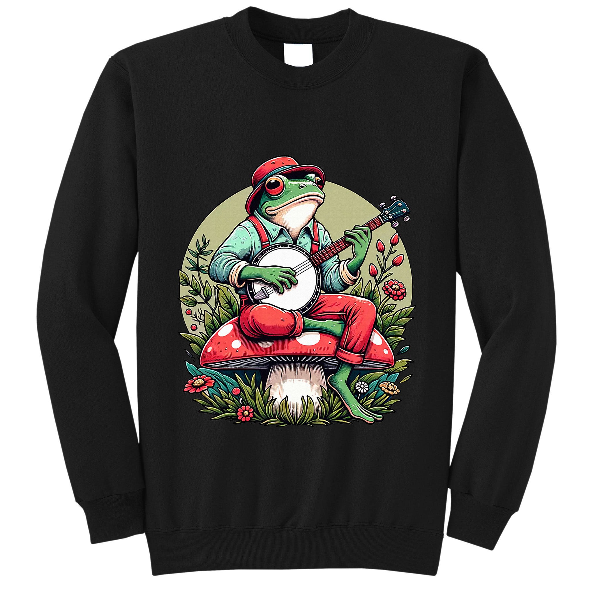 Banjo Froggy Fungi Serenade Cool Funny Frog Mystical Forest Tall Sweatshirt