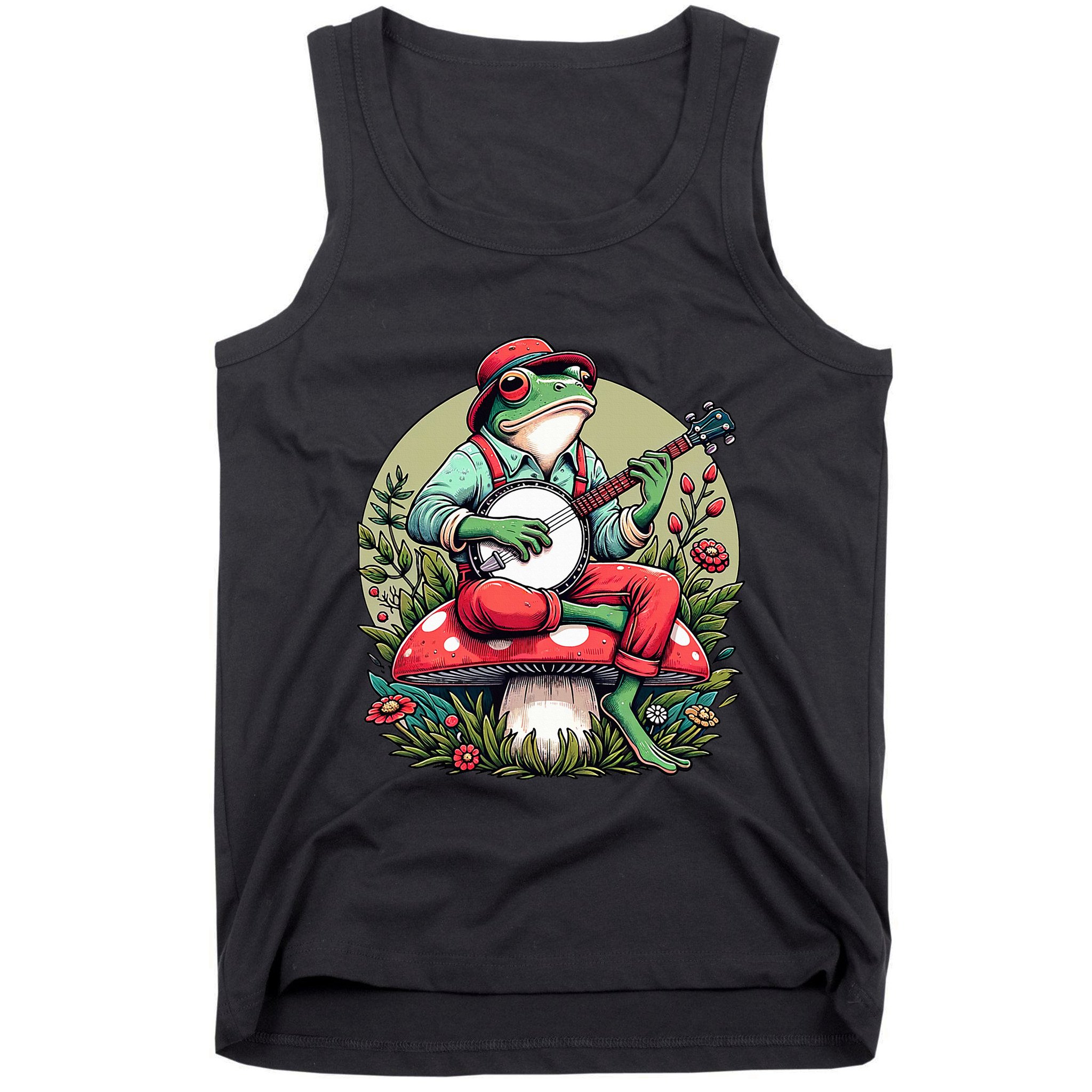 Banjo Froggy Fungi Serenade Cool Funny Frog Mystical Forest Tank Top