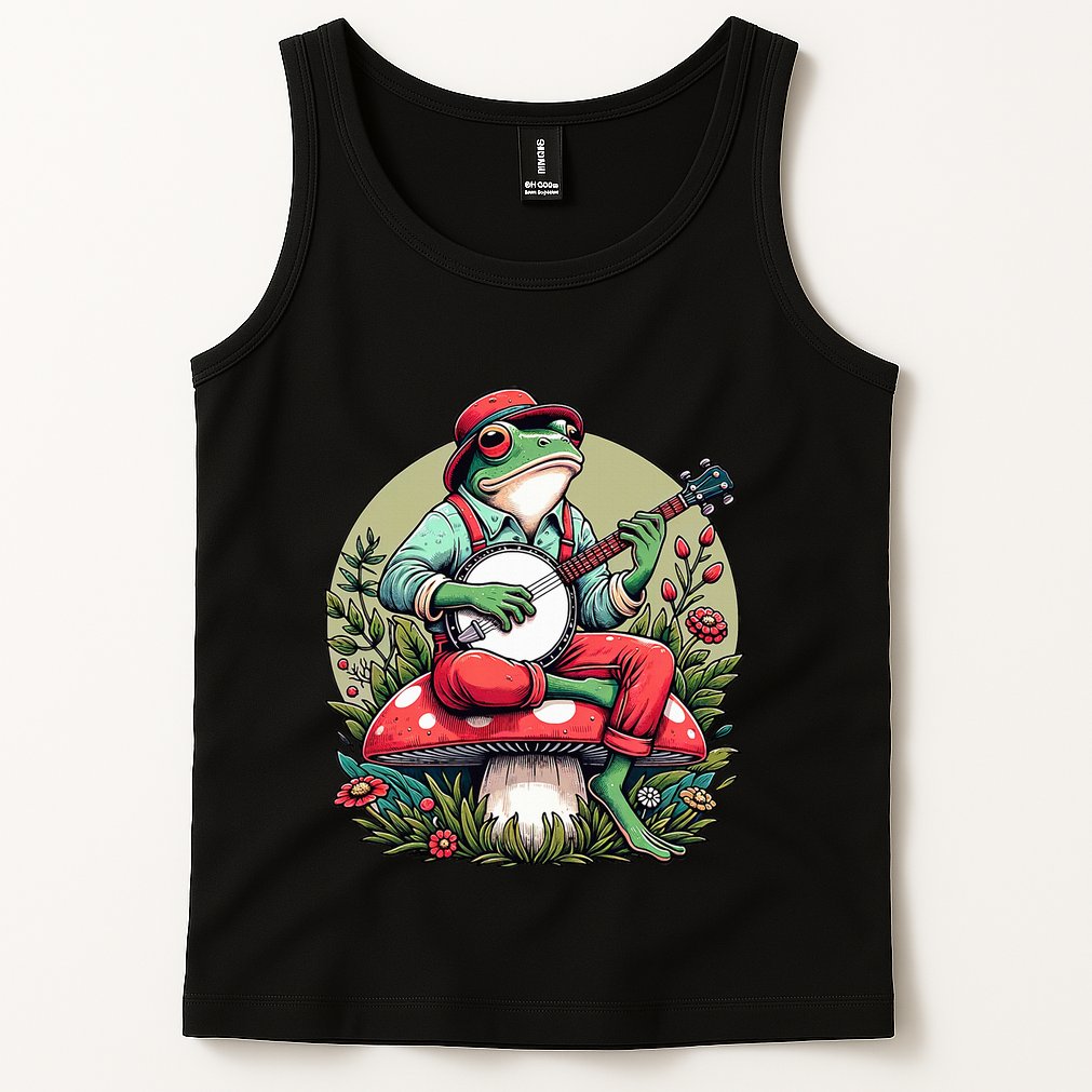 Banjo Froggy Fungi Serenade Cool Funny Frog Mystical Forest Tank Top