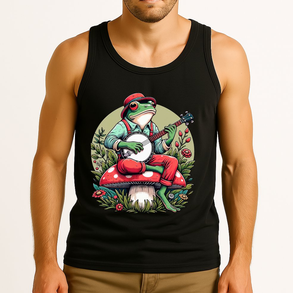 Banjo Froggy Fungi Serenade Cool Funny Frog Mystical Forest Tank Top