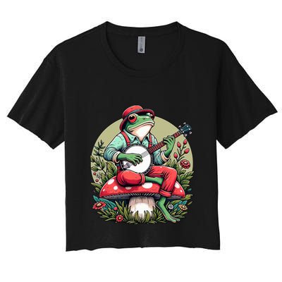 Banjo Froggy Fungi Serenade Cool Funny Frog Mystical Forest Crop Top