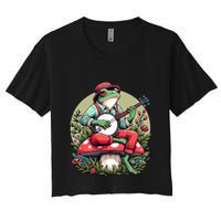Banjo Froggy Fungi Serenade Cool Funny Frog Mystical Forest Women's Crop Top Tee