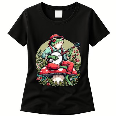 Banjo Froggy Fungi Serenade Cool Funny Frog Mystical Forest Womens T-Shirt