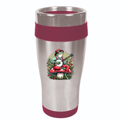 Banjo Froggy Fungi Serenade Cool Funny Frog Mystical Forest 16oz Travel Tumbler