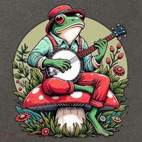 Banjo Froggy Fungi Serenade Cool Funny Frog Mystical Forest Cotton Canvas Backpack