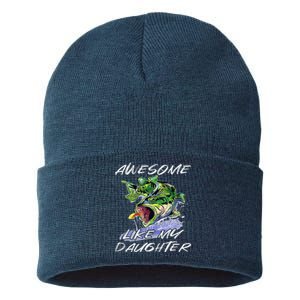 Bass Fishing FatherS Day Awesome Like My Daughter Sustainable Knit Beanie