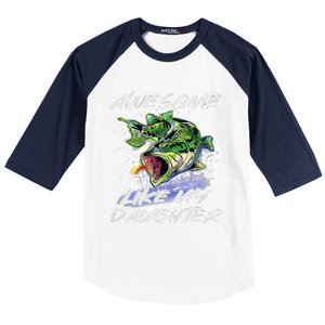 Bass Fishing FatherS Day Awesome Like My Daughter Baseball Sleeve Shirt