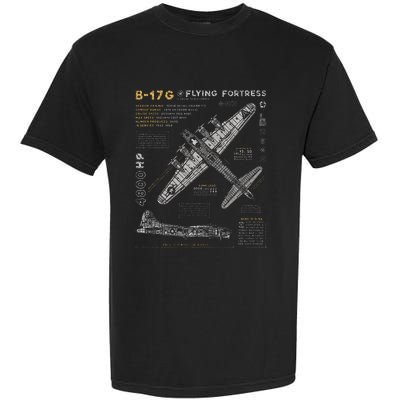 B17 Flying Fortress Ww2 B17g Bomber Garment-Dyed Heavyweight T-Shirt