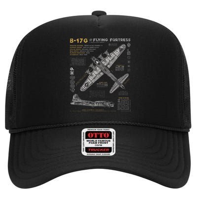 B17 Flying Fortress Ww2 B17g Bomber High Crown Mesh Back Trucker Hat