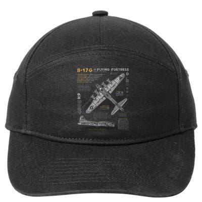 B17 Flying Fortress Ww2 B17g Bomber 7-Panel Snapback Hat