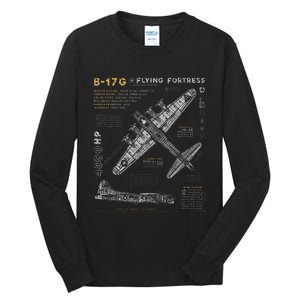 B17 Flying Fortress Ww2 B17g Bomber Tall Long Sleeve T-Shirt