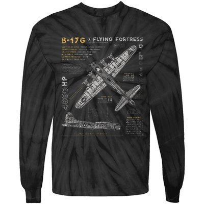 B17 Flying Fortress Ww2 B17g Bomber Tie-Dye Long Sleeve Shirt