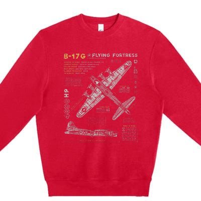 B17 Flying Fortress Ww2 B17g Bomber Premium Crewneck Sweatshirt