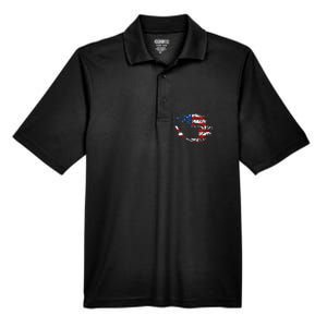 Bass Fishing Fish American Flag Patriotic Fourth Of July Men's Origin Performance Pique Polo