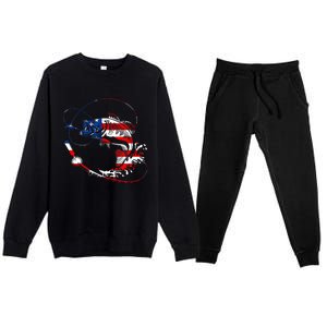 Bass Fishing Fish American Flag Patriotic Fourth Of July Premium Crewneck Sweatsuit Set