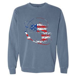 Bass Fishing Fish American Flag Patriotic Fourth Of July Garment-Dyed Sweatshirt