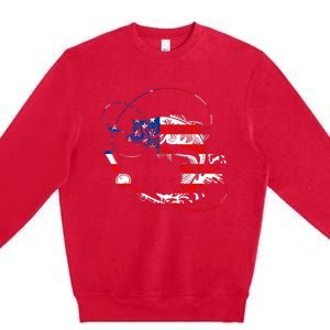 Bass Fishing Fish American Flag Patriotic Fourth Of July Premium Crewneck Sweatshirt