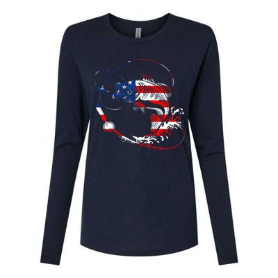 Bass Fishing Fish American Flag Patriotic Fourth Of July Womens Cotton Relaxed Long Sleeve T-Shirt