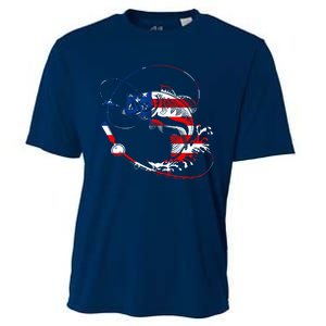 Bass Fishing Fish American Flag Patriotic Fourth Of July Cooling Performance Crew T-Shirt