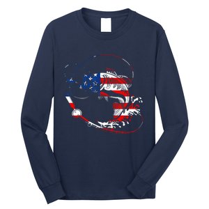 Bass Fishing Fish American Flag Patriotic Fourth Of July Long Sleeve Shirt