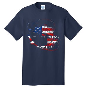 Bass Fishing Fish American Flag Patriotic Fourth Of July Tall T-Shirt